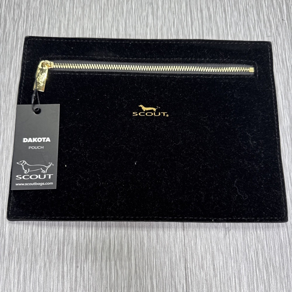 Scout‎ Bags Dakota Slim Black Gold Logo Zipper Pouch Women's Clutch